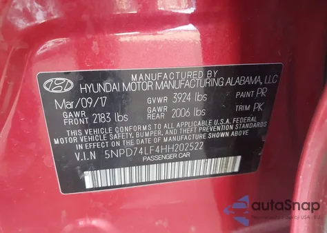2017 Hyundai Elantra Se from USA, damaged, VIN 5NPD74LF4HH202522